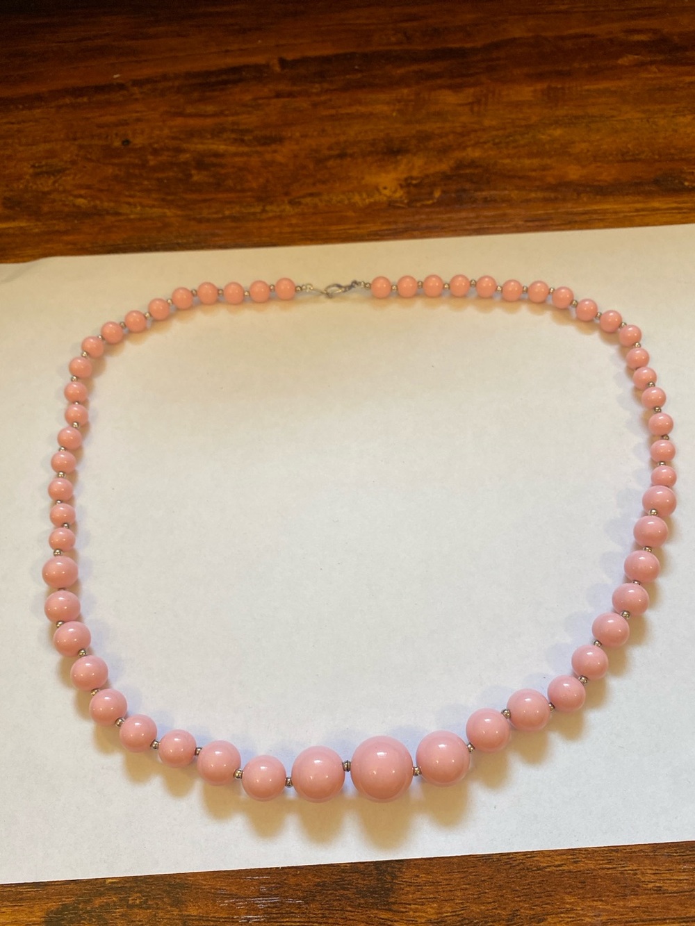 Vintage Pink Beaded Necklace - Classic Round Bead Design